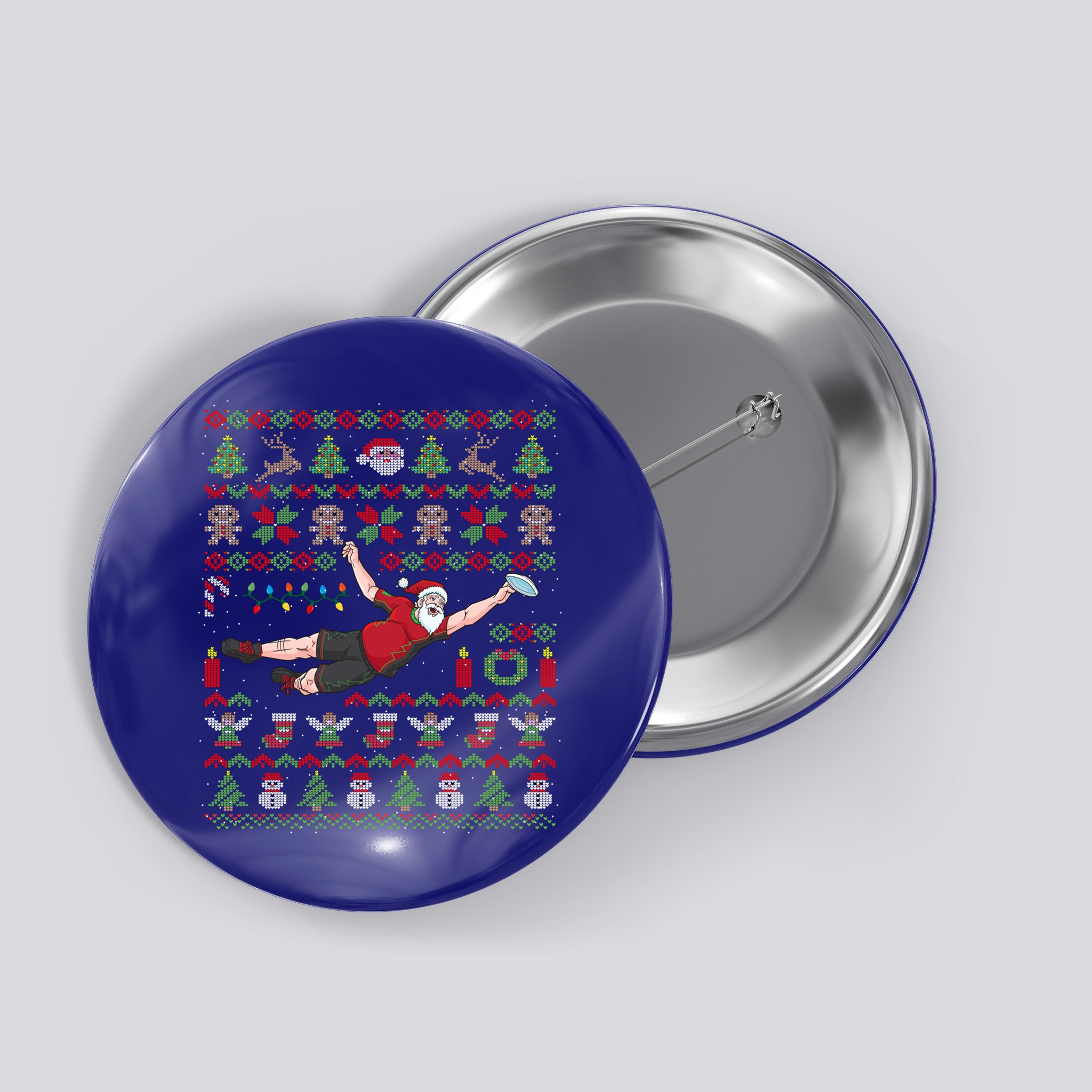 Ultimate Frisbee Santa Claus Sport Ugly Christmas Cute Gift Button