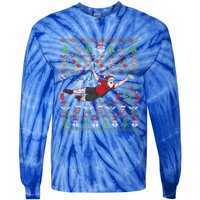 Ultimate Frisbee Santa Claus Sport Ugly Christmas Cute Gift Tie-Dye Long Sleeve Shirt