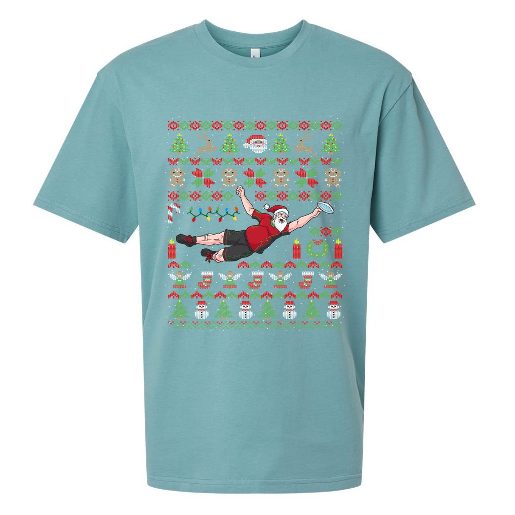 Ultimate Frisbee Santa Claus Sport Ugly Christmas Cute Gift Sueded Cloud Jersey T-Shirt