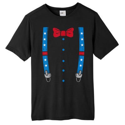 US Flag Suspenders Bow Tie Boy 4th Of July Kids Tall Fusion ChromaSoft Performance T-Shirt