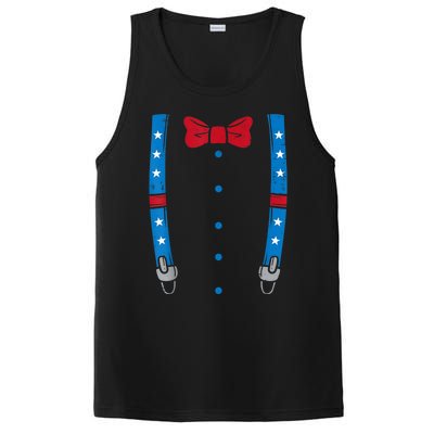 US Flag Suspenders Bow Tie Boy 4th Of July Kids PosiCharge Competitor Tank