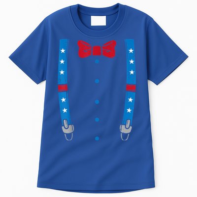 US Flag Suspenders Bow Tie Boy 4th Of July Kids Tall T-Shirt