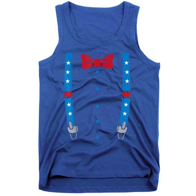 US Flag Suspenders Bow Tie Boy 4th Of July Kids Tank Top