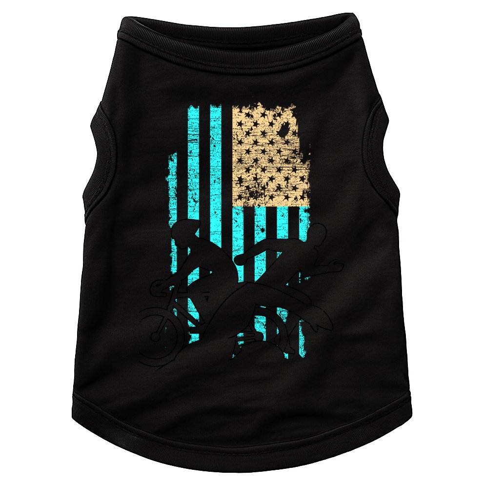 Usa Flag Triathlon Great Gift Swim Bike Run Doggie Tank