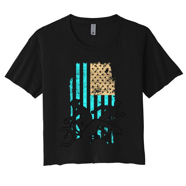 Usa Flag Triathlon Great Gift Swim Bike Run Crop Top