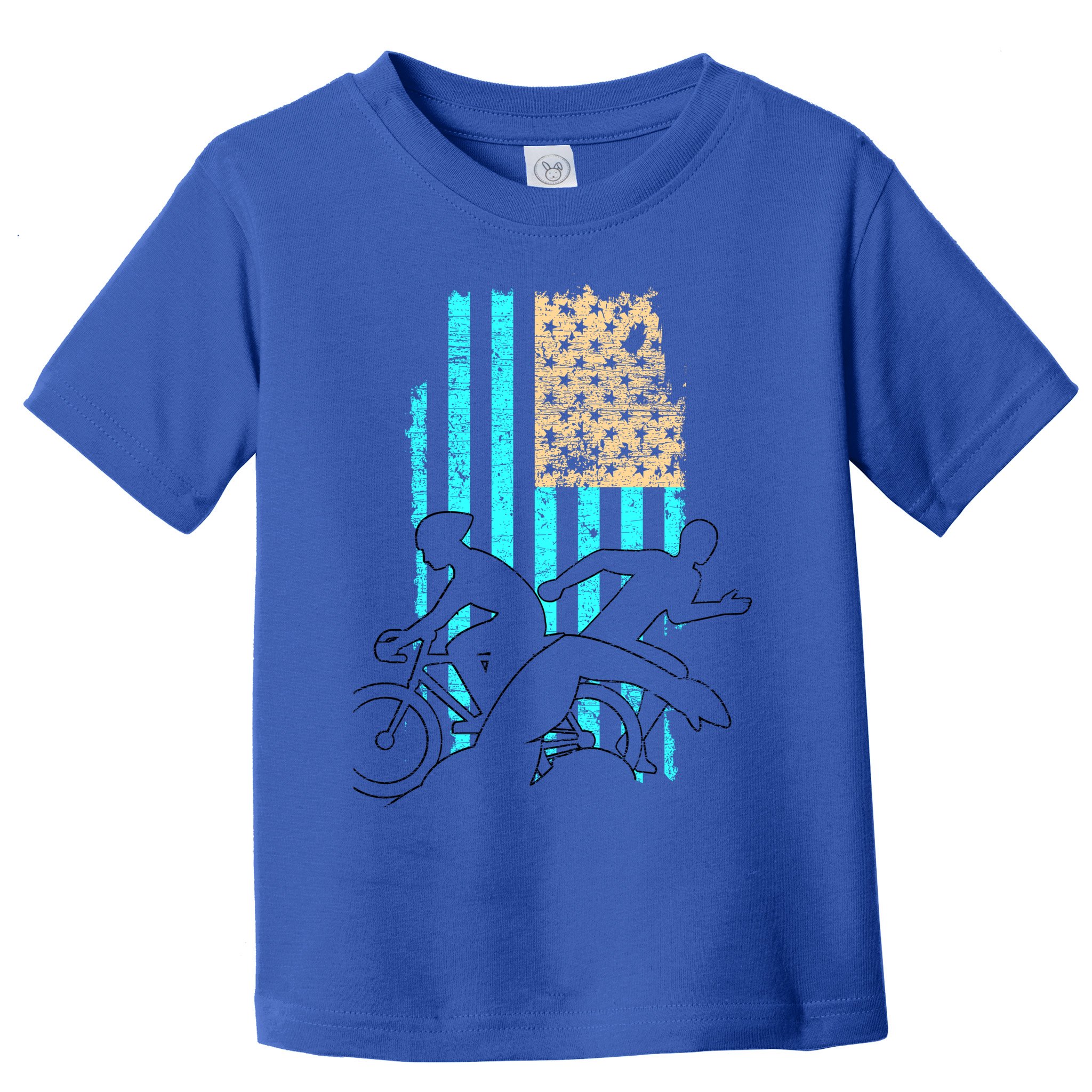 Usa Flag Triathlon Great Gift Swim Bike Run Toddler T-Shirt