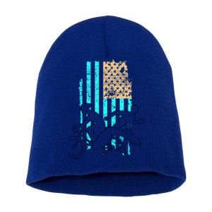 Usa Flag Triathlon Great Gift Swim Bike Run Short Acrylic Beanie