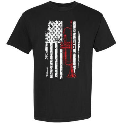USA Flag Thin Red Line Jazz Music Gifts Trumpet Garment-Dyed Heavyweight T-Shirt