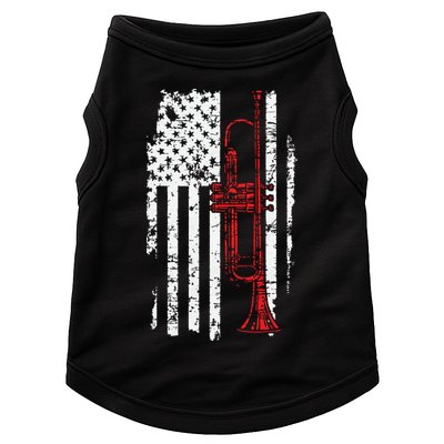 USA Flag Thin Red Line Jazz Music Gifts Trumpet Doggie Tank