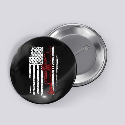USA Flag Thin Red Line Jazz Music Gifts Trumpet Button