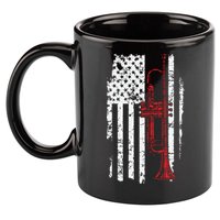USA Flag Thin Red Line Jazz Music Gifts Trumpet 11oz C Handle Ceramic Mug