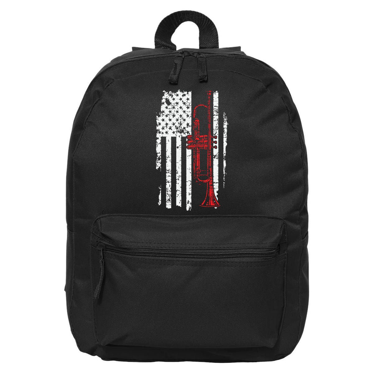 USA Flag Thin Red Line Jazz Music Gifts Trumpet 16 in Basic Backpack