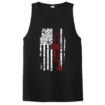 USA Flag Thin Red Line Jazz Music Gifts Trumpet PosiCharge Competitor Tank