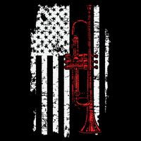 USA Flag Thin Red Line Jazz Music Gifts Trumpet Women's V-Neck T-Shirt
