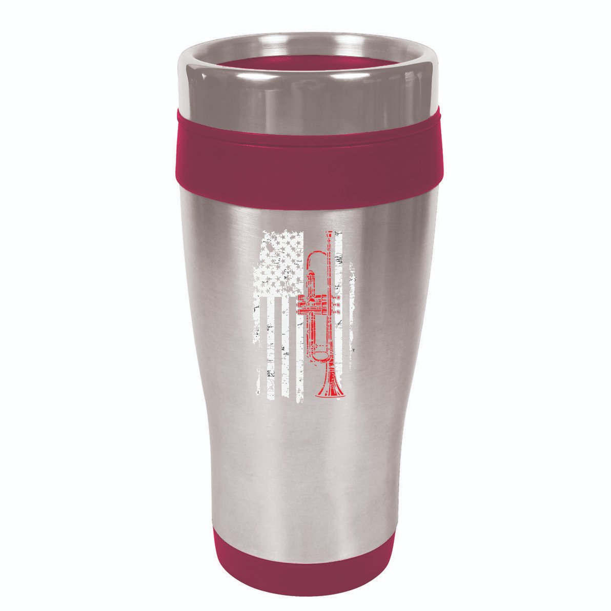 USA Flag Thin Red Line Jazz Music Gifts Trumpet 16oz Travel Tumbler