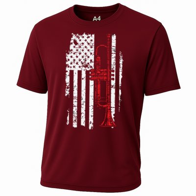 USA Flag Thin Red Line Jazz Music Gifts Trumpet Performance Shirt