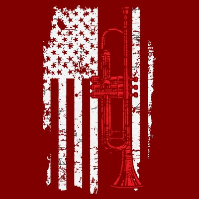USA Flag Thin Red Line Jazz Music Gifts Trumpet T-Shirt