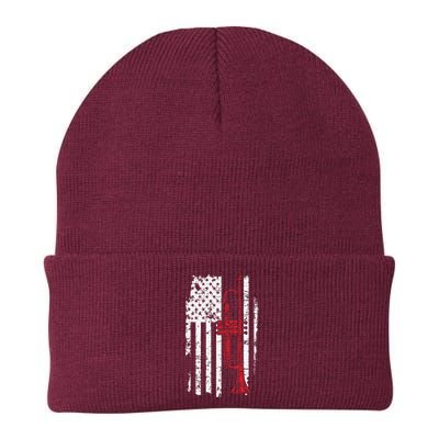 USA Flag Thin Red Line Jazz Music Gifts Trumpet Beanie