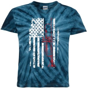 USA Flag Thin Red Line Jazz Music Gifts Trumpet Kids Tie-Dye T-Shirt