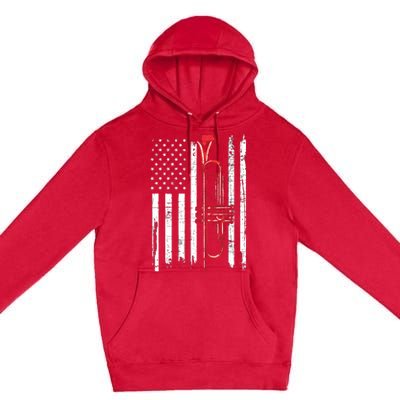 USA Flag Trumpet Jazz Musical Instrument Player Premium Pullover Hoodie