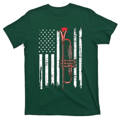 USA Flag Trumpet Jazz Musical Instrument Player T-Shirt