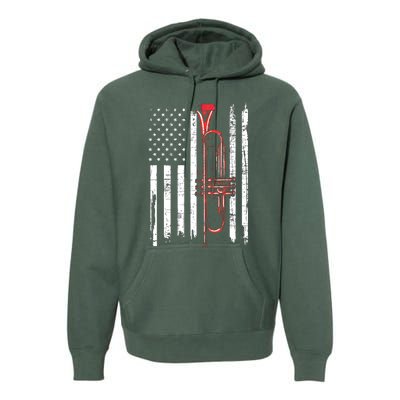 USA Flag Trumpet Jazz Musical Instrument Player Premium Hoodie