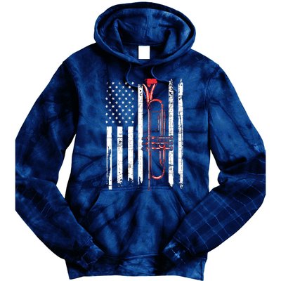 USA Flag Trumpet Jazz Musical Instrument Player Tie Dye Hoodie