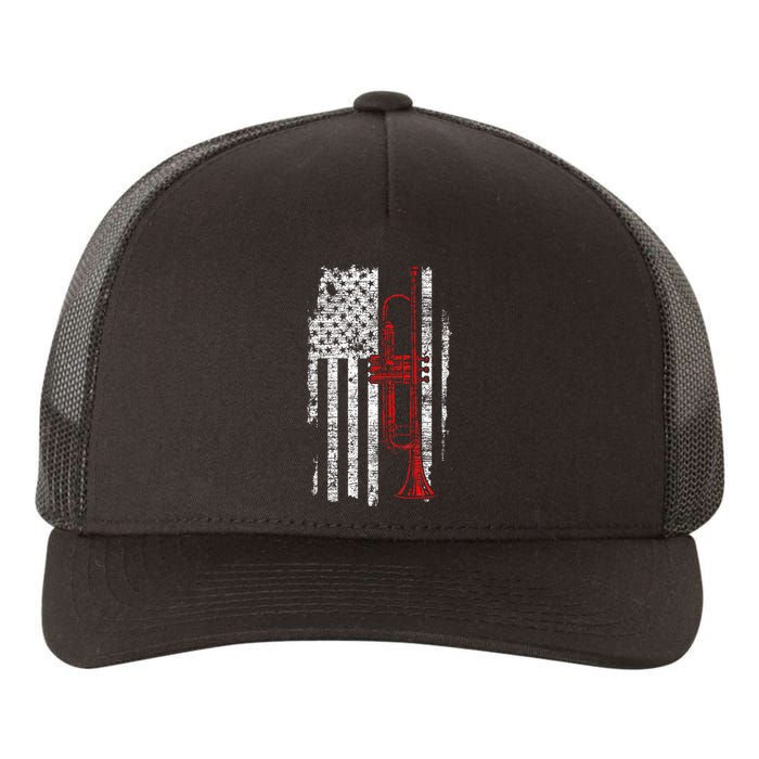 Usa Flag Thin Red Line Jazz Music Gifts Trumpet Yupoong Adult 5-Panel Trucker Hat