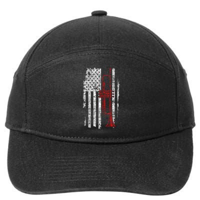 Usa Flag Thin Red Line Jazz Music Gifts Trumpet 7-Panel Snapback Hat