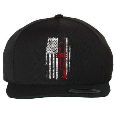 Usa Flag Thin Red Line Jazz Music Gifts Trumpet Wool Snapback Cap