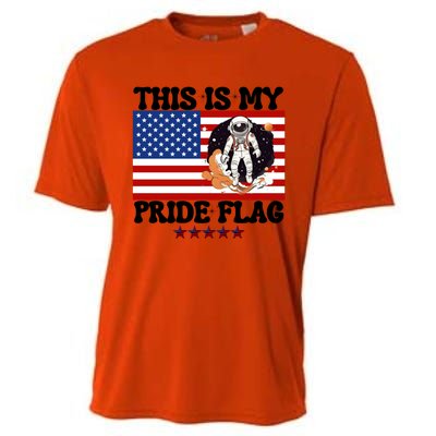 Usa Flag This Is My Pride Flag 2024 Astronaut 4th Of July Gift Cooling Performance Crew T-Shirt