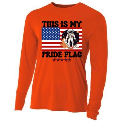 Usa Flag This Is My Pride Flag 2024 Astronaut 4th Of July Gift Cooling Performance Long Sleeve Crew