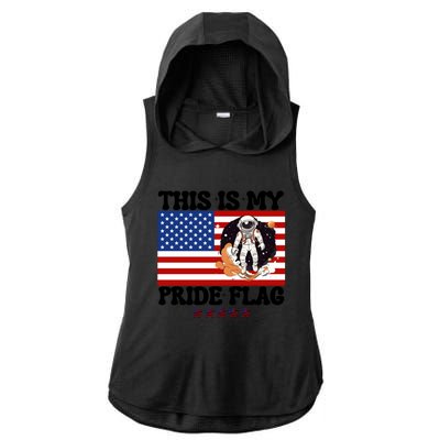 Usa Flag This Is My Pride Flag 2024 Astronaut 4th Of July Gift Ladies PosiCharge Tri-Blend Wicking Draft Hoodie Tank