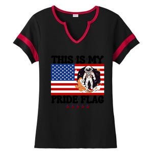 Usa Flag This Is My Pride Flag 2024 Astronaut 4th Of July Gift Ladies Halftime Notch Neck Tee