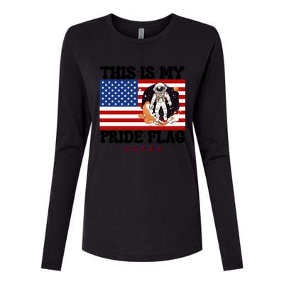 Usa Flag This Is My Pride Flag 2024 Astronaut 4th Of July Gift Womens Cotton Relaxed Long Sleeve T-Shirt