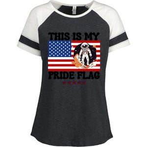 Usa Flag This Is My Pride Flag 2024 Astronaut 4th Of July Gift Enza Ladies Jersey Colorblock Tee