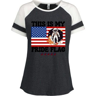 Usa Flag This Is My Pride Flag 2024 Astronaut 4th Of July Gift Enza Ladies Jersey Colorblock Tee