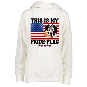 Usa Flag This Is My Pride Flag 2024 Astronaut 4th Of July Gift Womens Funnel Neck Pullover Hood