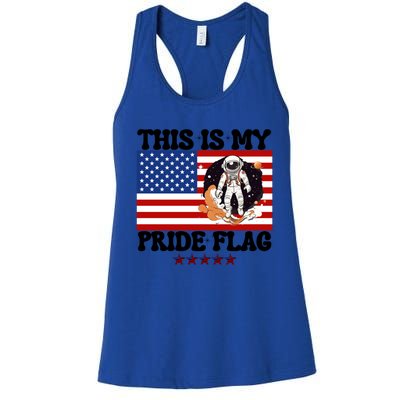 Usa Flag This Is My Pride Flag 2024 Astronaut 4th Of July Gift Women's Racerback Tank