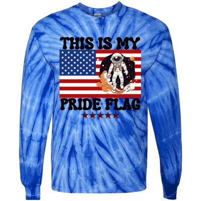 Usa Flag This Is My Pride Flag 2024 Astronaut 4th Of July Gift Tie-Dye Long Sleeve Shirt