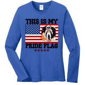 Usa Flag This Is My Pride Flag 2024 Astronaut 4th Of July Gift Ladies Long Sleeve Shirt