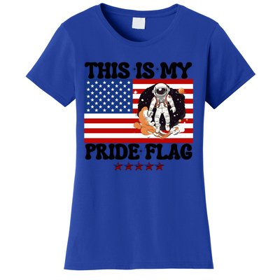 Usa Flag This Is My Pride Flag 2024 Astronaut 4th Of July Gift Women's T-Shirt