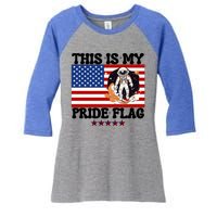 Usa Flag This Is My Pride Flag 2024 Astronaut 4th Of July Gift Women's Tri-Blend 3/4-Sleeve Raglan Shirt