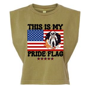 Usa Flag This Is My Pride Flag 2024 Astronaut 4th Of July Gift Garment-Dyed Women's Muscle Tee