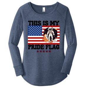 Usa Flag This Is My Pride Flag 2024 Astronaut 4th Of July Gift Women's Perfect Tri Tunic Long Sleeve Shirt