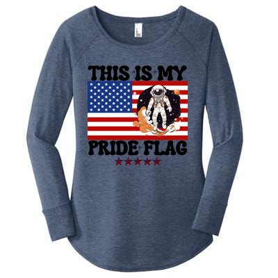 Usa Flag This Is My Pride Flag 2024 Astronaut 4th Of July Gift Women's Perfect Tri Tunic Long Sleeve Shirt