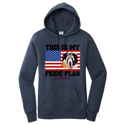 Usa Flag This Is My Pride Flag 2024 Astronaut 4th Of July Gift Women's Pullover Hoodie