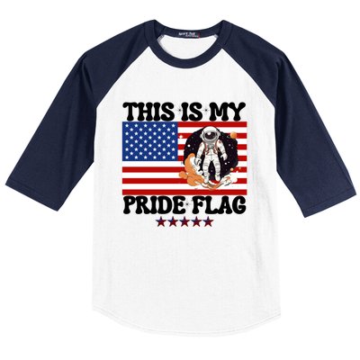 Usa Flag This Is My Pride Flag 2024 Astronaut 4th Of July Gift Baseball Sleeve Shirt