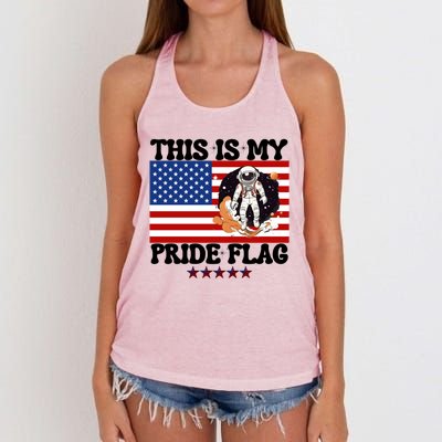 Usa Flag This Is My Pride Flag 2024 Astronaut 4th Of July Gift Women's Knotted Racerback Tank