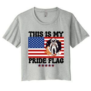 Usa Flag This Is My Pride Flag 2024 Astronaut 4th Of July Gift Women's Crop Top Tee